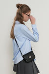 General Idea WOMAN Crack Faux Leather Crossbody Bag [BLACK]