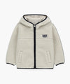 Marithé François Girbaud Kids Classic Logo Fleece Hoodie Zip-Up Ivory