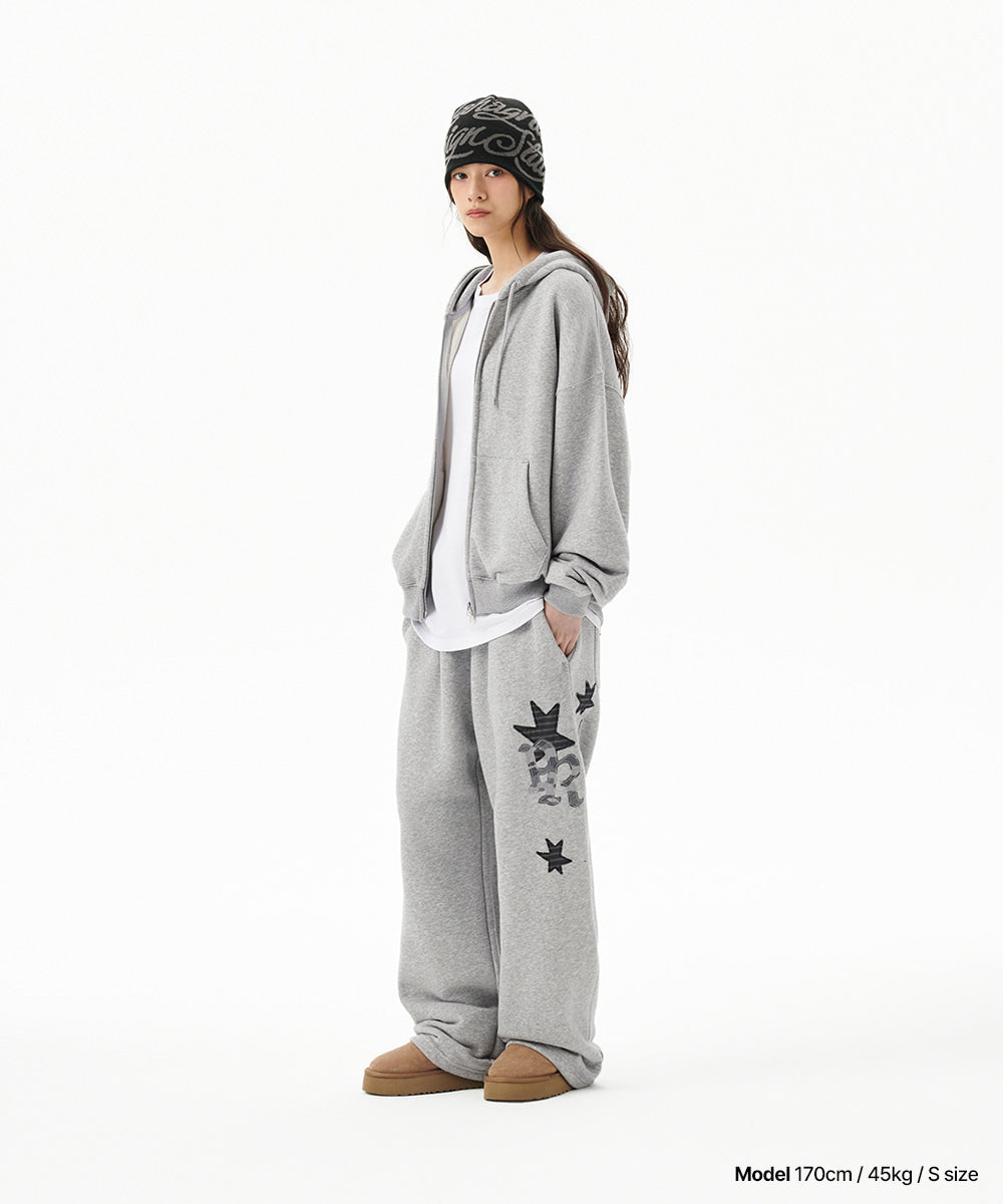 Mahagrid Pray Applique Zip Up Hoodie