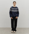 Marithé François Girbaud Fair Isle Crew Neck Knit Pullover Navy