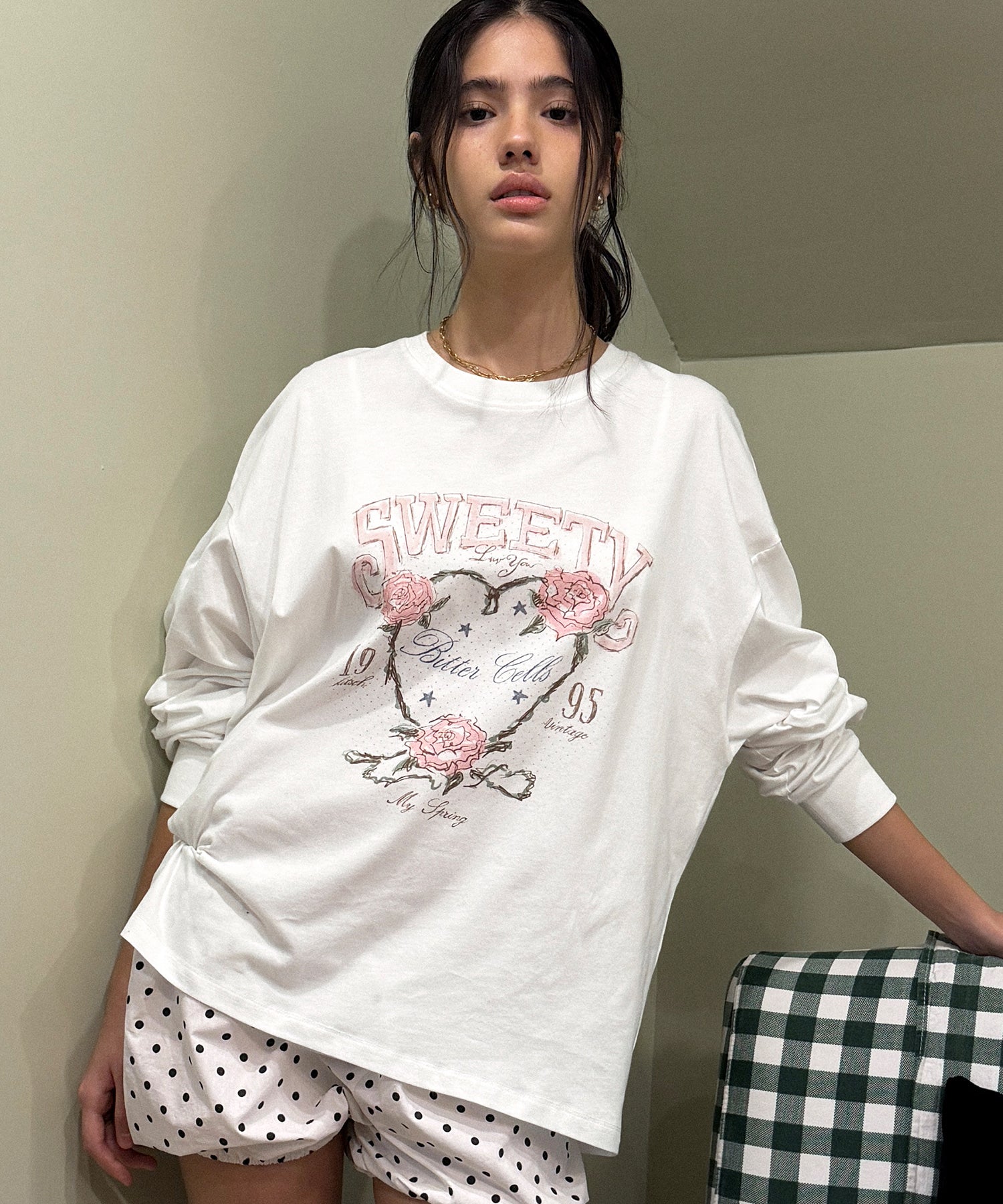 Bitter Cells Rose Petal Long Sleeve-Ivory