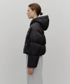 Marithé François Girbaud W Regular Logo Hooded Crop Down Jacket Black