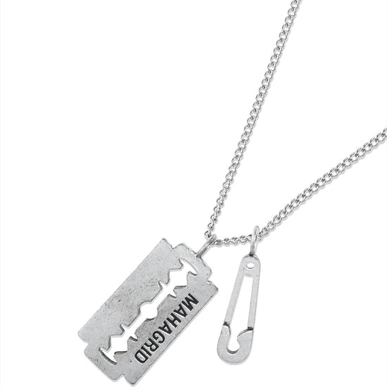 Mahagrid Blade Safety Pin Necklace Silver