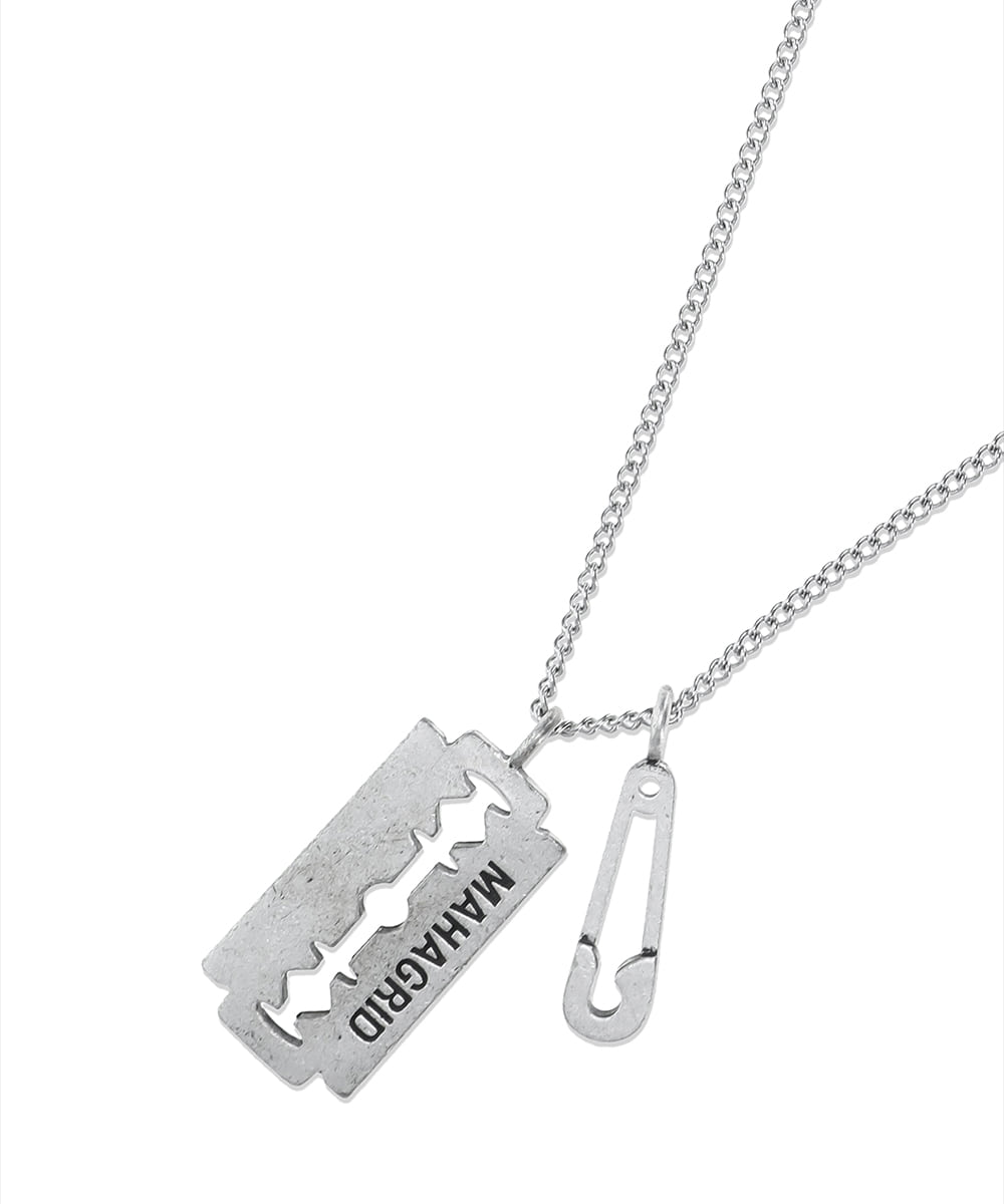 Mahagrid Blade Safety Pin Necklace Silver