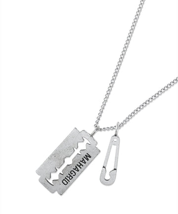 Mahagrid Blade Safety Pin Necklace Silver