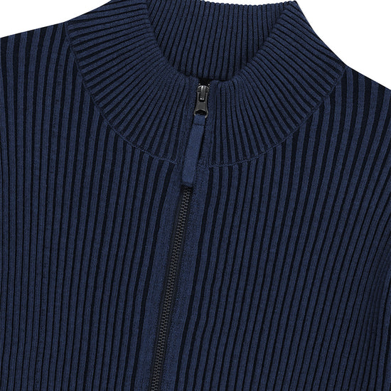 Mahagrid Two Tone Zip Up Cardigan