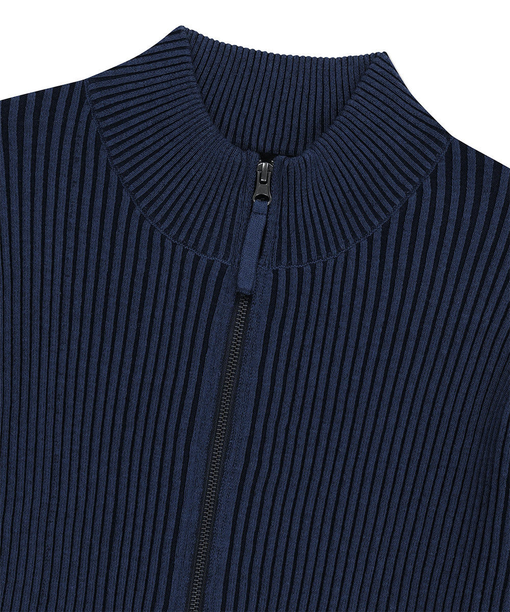 Mahagrid Two Tone Zip Up Cardigan
