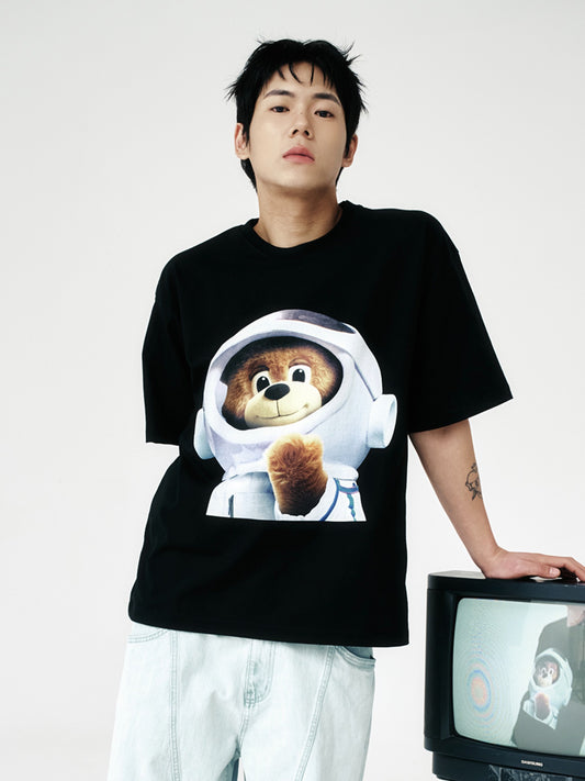 ADLV AC Bear Baby Face Astronaut Short Sleeve T-Shirt