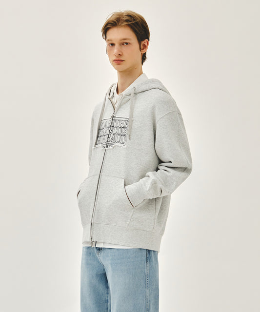 Marithé François Girbaud CLASSIC LOGO APPLIQUE HOODIE ZIPUP light heather gray