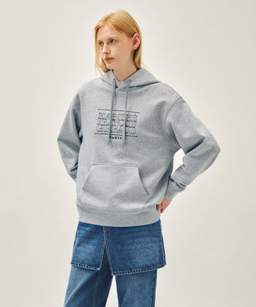 Marithé François Girbaud CLASSIC LOGO APPLIQUE MIX HOODIE heather gray