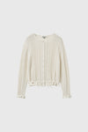 General Idea WOMAN Bouclé Punching Ruffle Cardigan [IVORY]