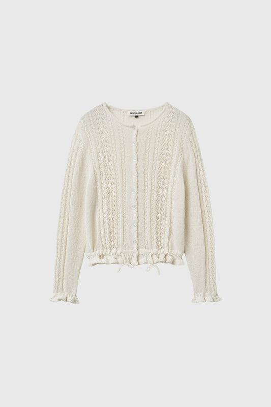 General Idea WOMAN Bouclé Punching Ruffle Cardigan [IVORY]