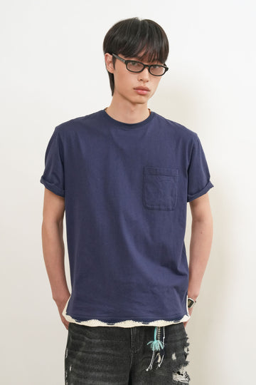 General Idea Unisex Hand-Knit Layered T-Shirt [Navy]