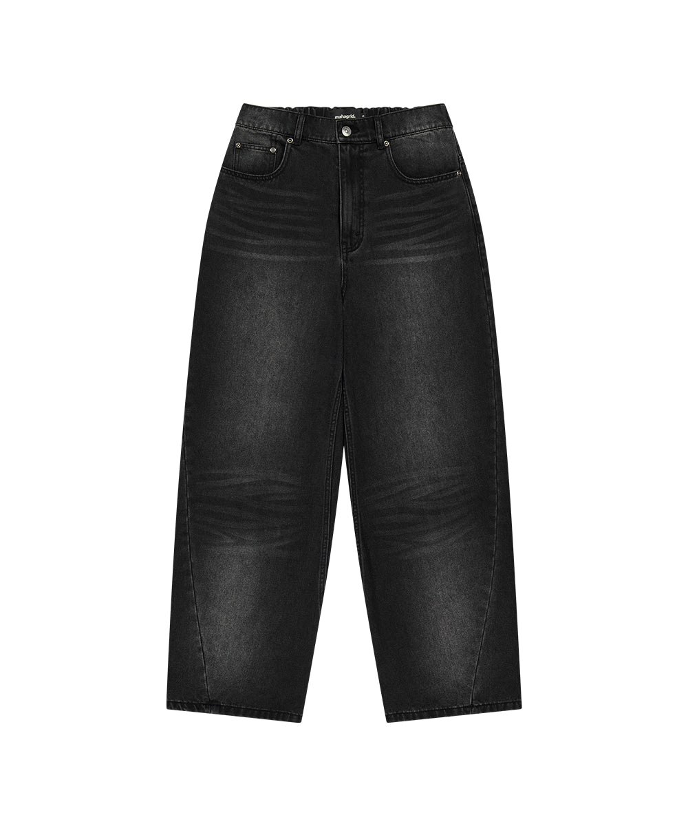 Mahagrid Solar Embroidered Denim Pant [Black]