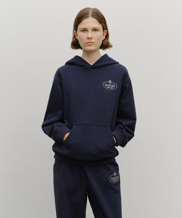 Marithé François Girbaud Crown Crest Symbol Hoodie (Brushed) Navy