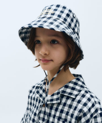 Marithé François Girbaud Kids Seersucker Bucket Hat Navy