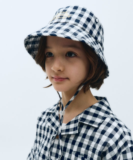 Marithé François Girbaud Kids Seersucker Bucket Hat Navy
