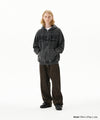 Mahagrid Washed Cut Off Applique Hood Zip Up