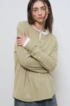General Idea WOMAN Loose Fit Henley Neck T-Shirt