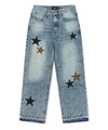 Mahagrid Star Flared Denim Pant Light Blue