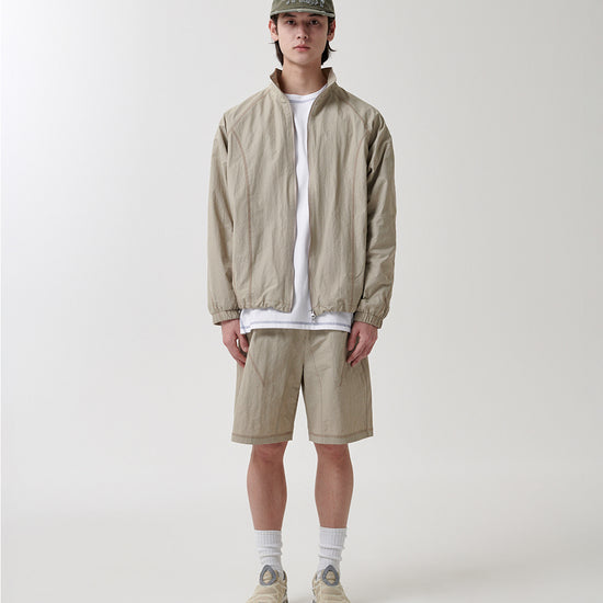 Mahagrid Cover Stitch Nylon Track Jacket [Beige]