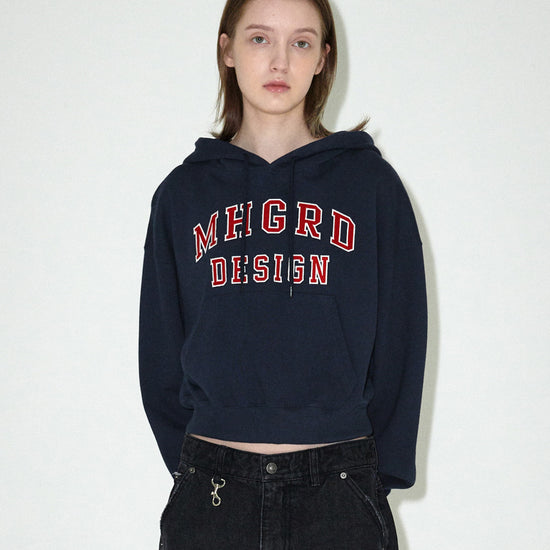 Mahagrid Mahagrid Appliqué Crop Hoodie Navy