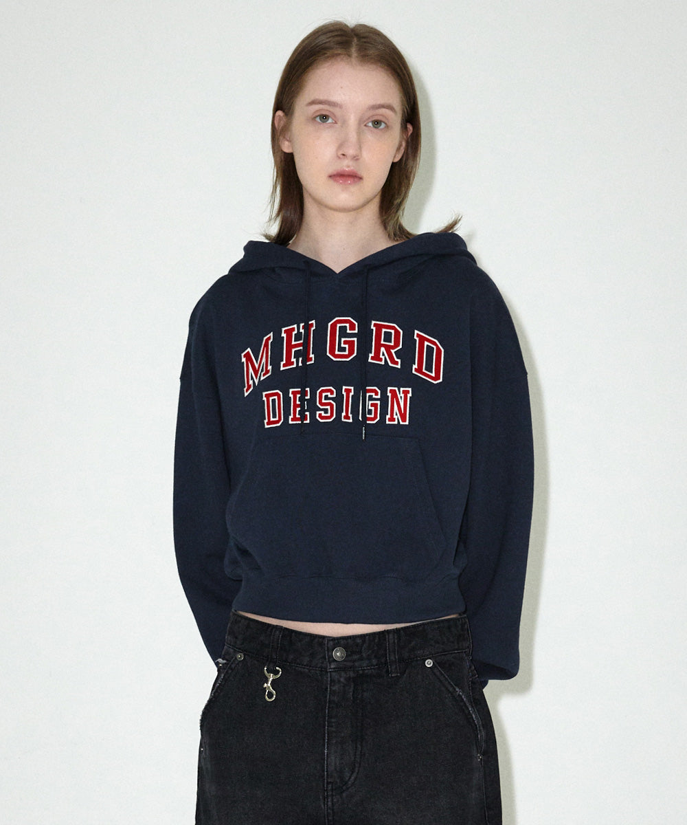 Mahagrid Mahagrid Appliqué Crop Hoodie Navy