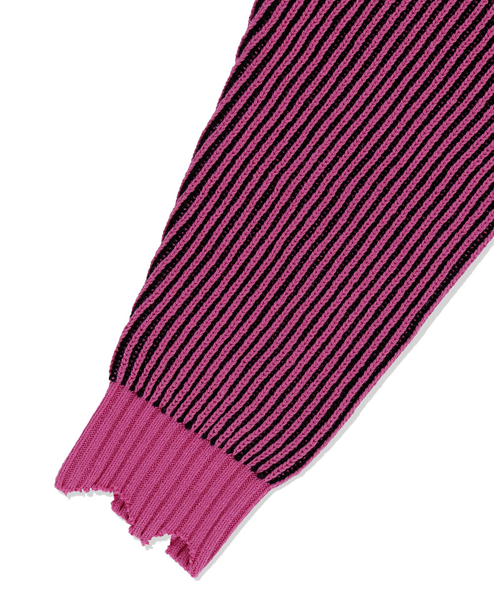 Mahagrid CUTTING CONTRAST HALF ZIP-UP KNIT