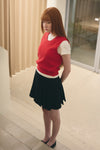 General Idea WOMAN Scallop Scarsty Knit Vest [RED]