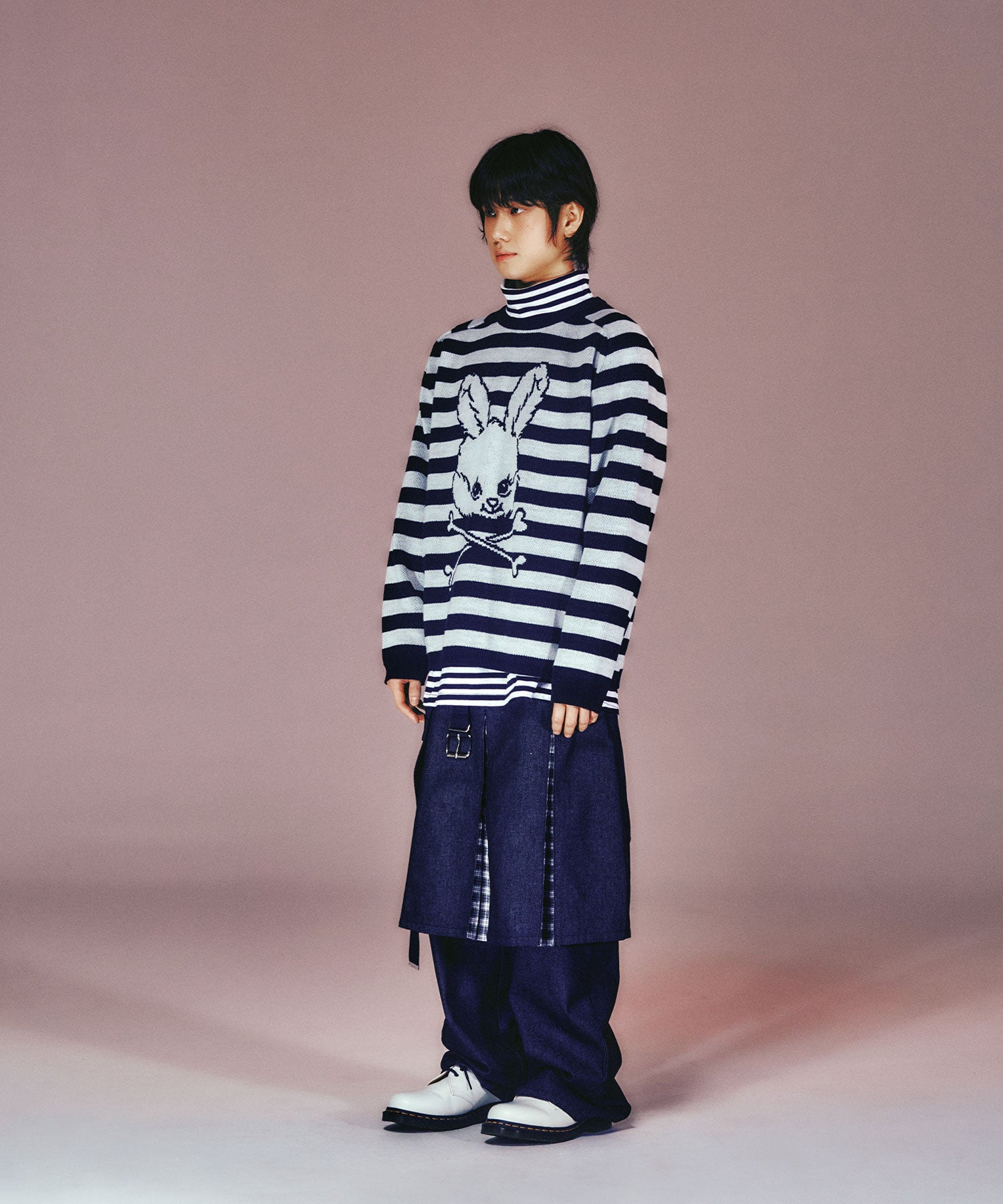 Nice Ghost Club Skull Rabbit Stripe Knit