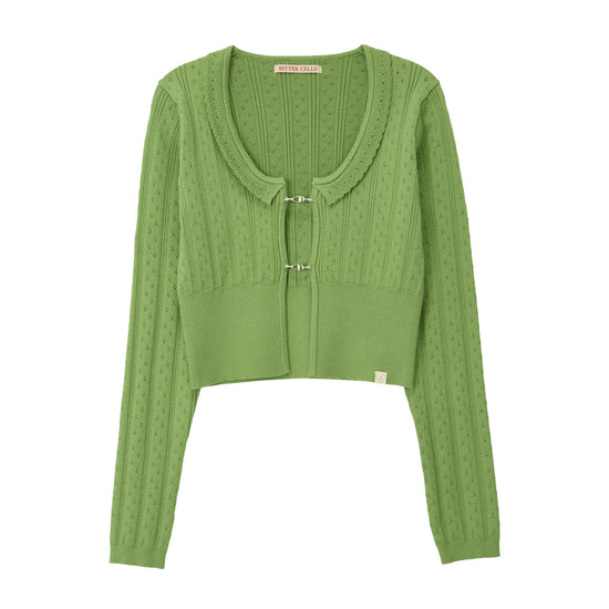 Bitter Cells Daisy Pointelle Cardigan - Olive