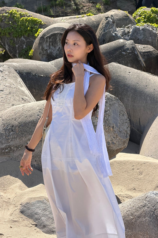 General Idea RUPITA PICK WOMAN Cotton Wrinkle Scarf WHITE