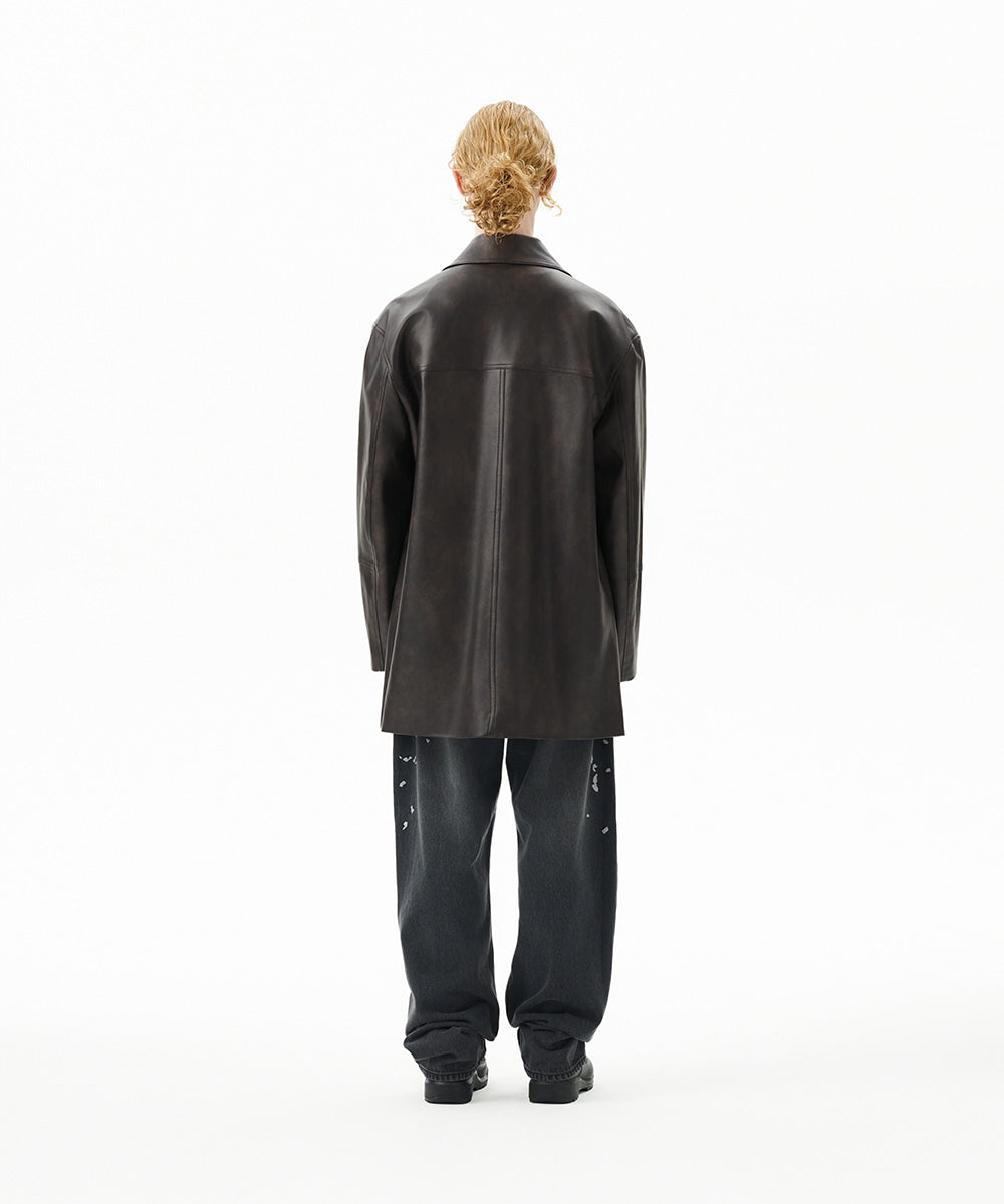 Mahagrid Faux Leather Car Coat