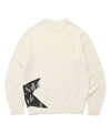 Cavish Women's Damaged Star Knit Crewneck in Ivory