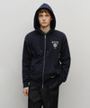 Marithé François Girbaud Big College Logo Graphic Zip-Up Hoodie Navy