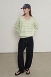 General Idea WOMAN Mix Stripe V-Neck Pullover