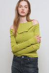 General Idea WOMAN Boat Neck Cardigan Tank Top Set [AVOCADO]