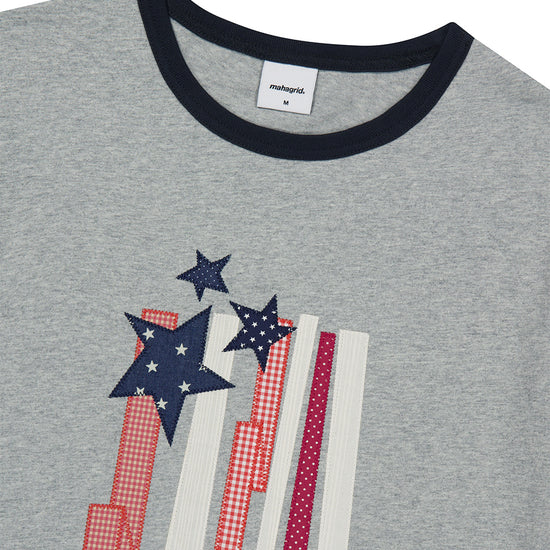 Mahagrid Flag Applique Ringer Tee