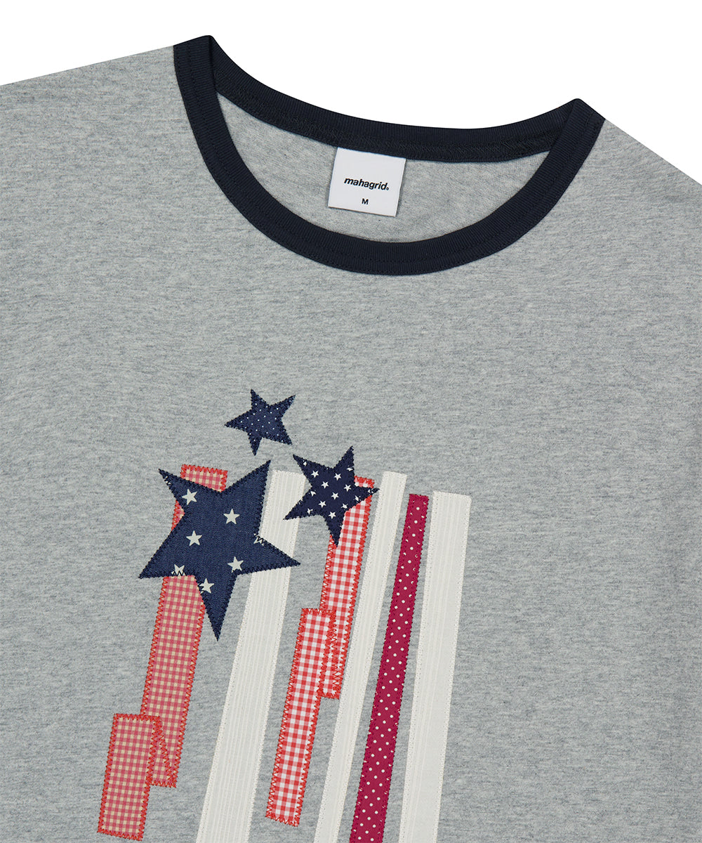 Mahagrid Flag Applique Ringer Tee