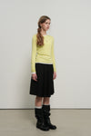 General Idea WOMAN Airy Crew Neck Pin Tuck T-Shirt [LIGHT GREY]