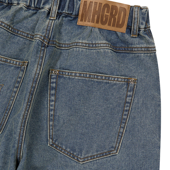 Mahagrid Wide Cargo Denim Pants [Blue]