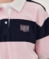 Marithé François Girbaud [S사이즈 7/10 예약발송] SMALL CLASSIC LOGO RUGBY STRIPE OVERSIZED COLLAR TEE pink