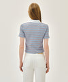 Marithé François Girbaud W STRIPE SLIM CROP COLLAR TEE