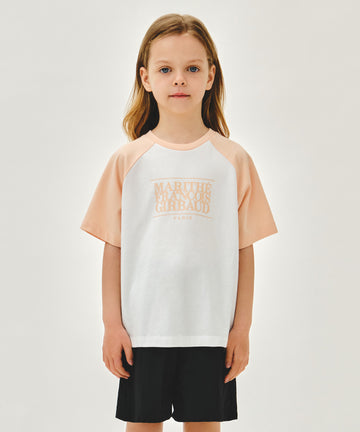 Marithé François Girbaud Kids Classic Logo Raglan Oversized Tee Coral Pink