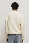 General Idea [XXL Exclusive] Unisex Colour-Block Collar Henry Neck Knit [Ivory]