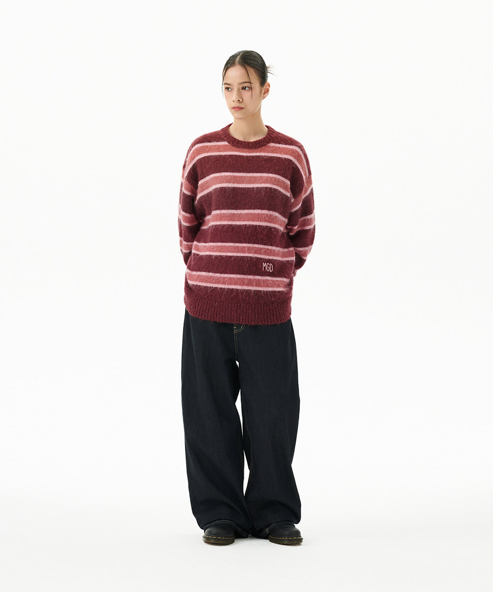 Mahagrid Hairy Stripe Knit Sweater