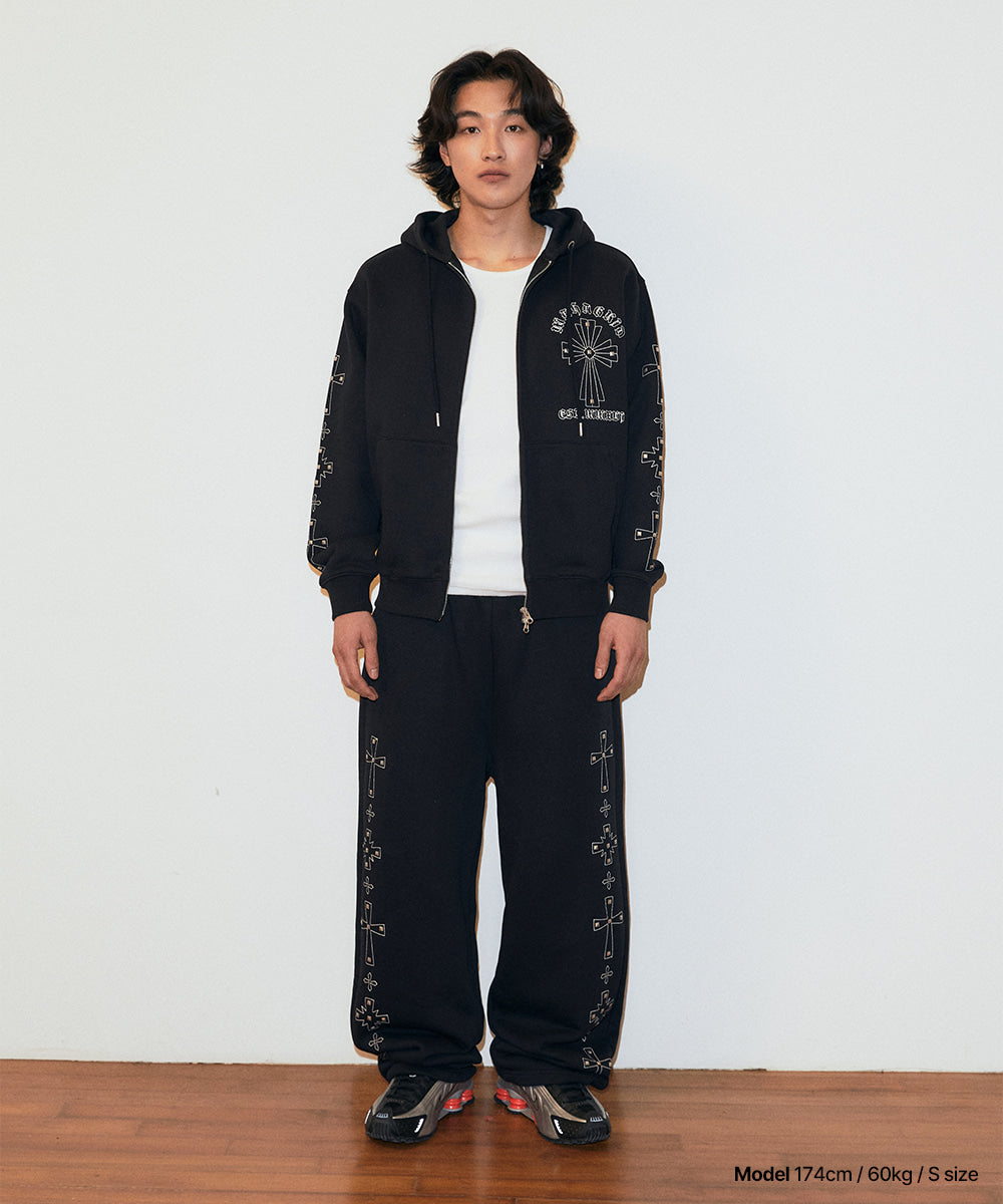 Mahagrid Cross Stud Hood Zip Up