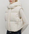 Marithé François Girbaud W Circle Logo Crop Hooded Down Vest Mint Gray