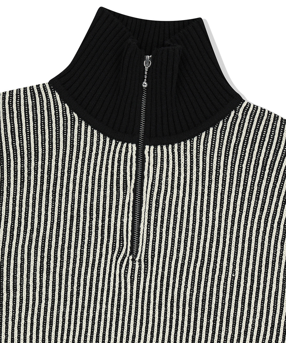 Mahagrid CUTTING CONTRAST HALF ZIP-UP KNIT