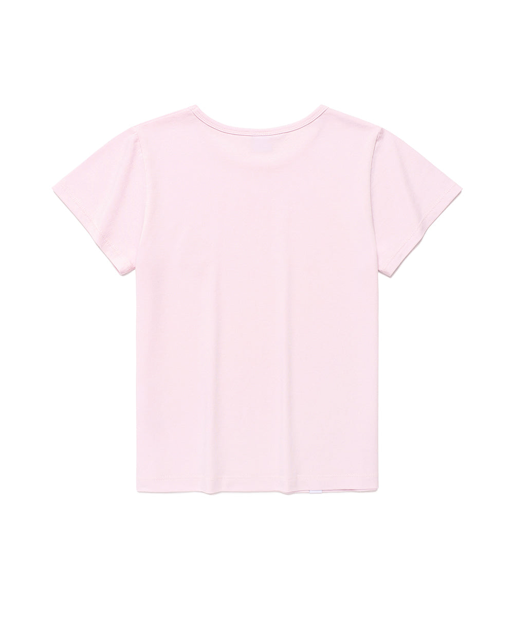 Cavish CAVISH X Reebok W Double Logo Embroidered Short Sleeve Tee [Pink]